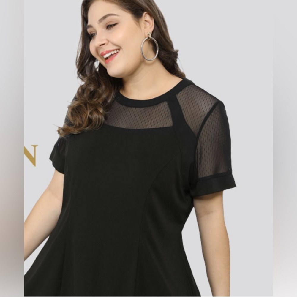 Chic Black Sheer Sleeve Blouse